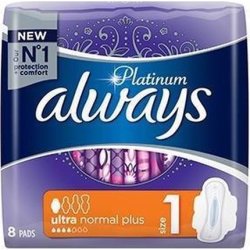 Always Sanitary Towels With Wings Platinum Ultra Normal Plus 8 Pieces