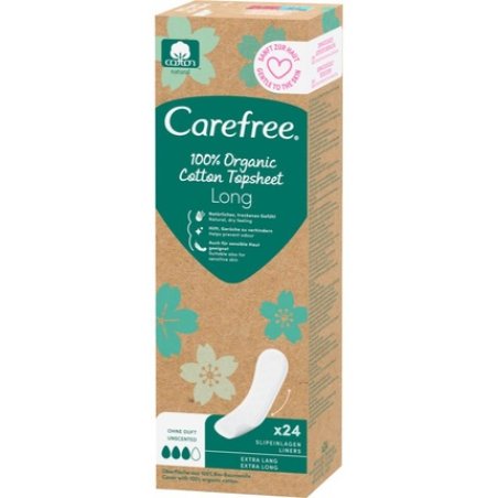 CAREFREE 100 Organic Cotton Topsheet Sanitary Pads - 24szt