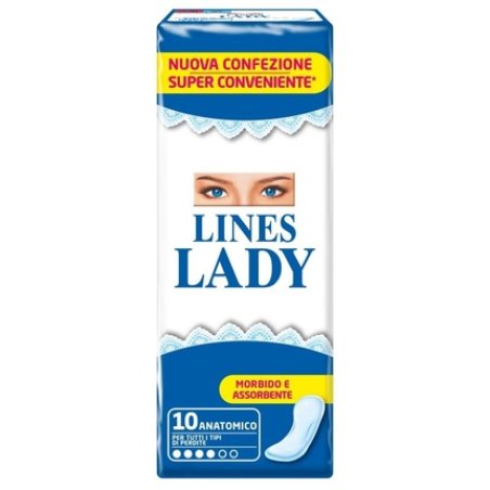 Lines Lady Anatomical Absorbent Pads 10 Pcs
