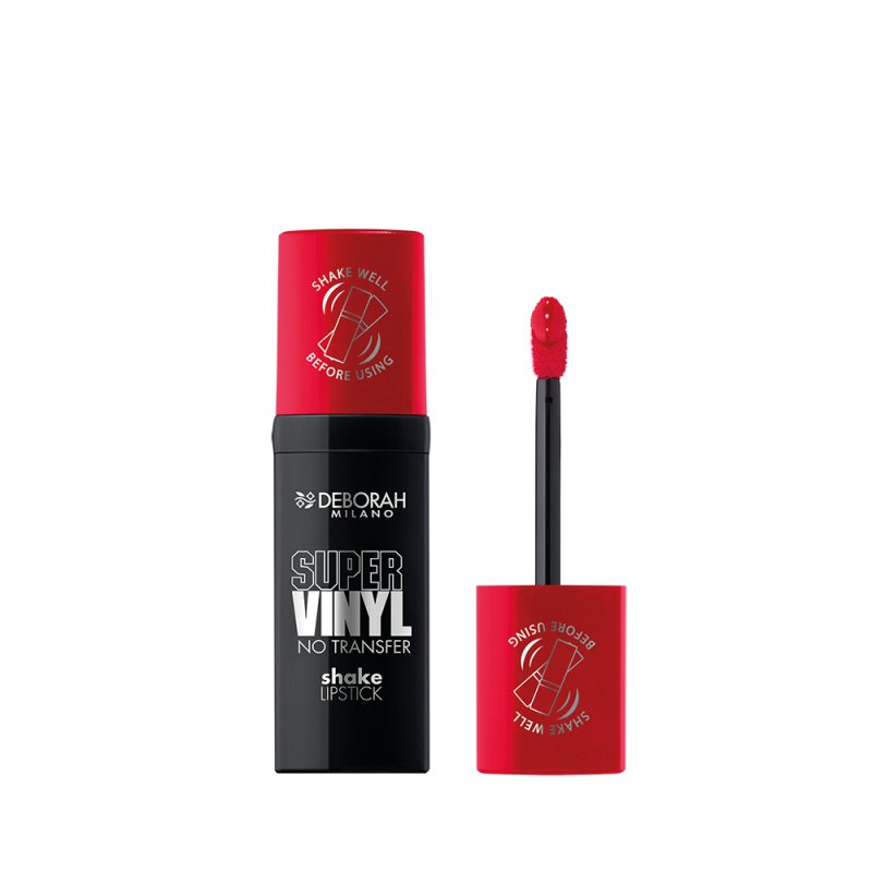 Deborah Milano Super Vinyl Liquid Lipstick No. 4 Signature Red Intense Color No Transfer Mirror Shine Up to 16 Hours