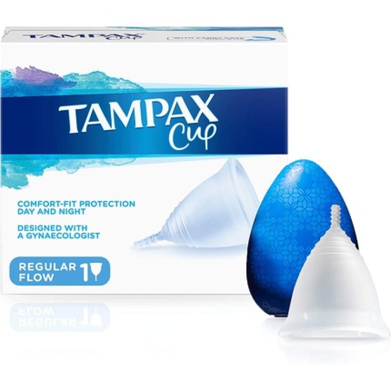 Tampax Cup Regular Flow Menstrual Cups Comfort-fit Protection Made with 100% Medical Grade Silicone Clinically Tested