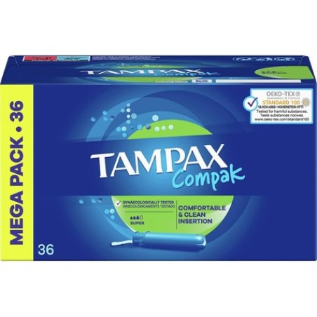 Tampax Compak Super Tampons with Applicator 36 Pieces - Pack of 36