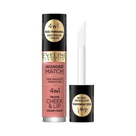 Eveline Wonder Match Cheek Lip 4in1 Blush Liquid Lipstick No.1 Vegan 4.5ml