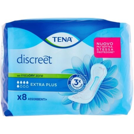Tena Discreet Extra Plus Sanitary Pads - Pack of 8