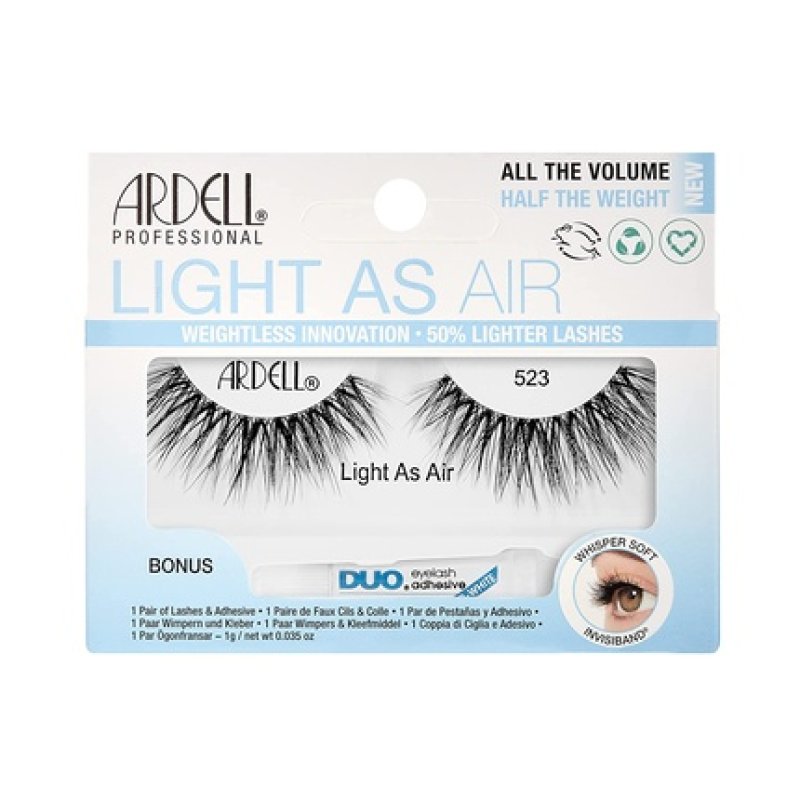 ARDELL Light As Air 523 False Eyelashes with Bonus DUO Adhesive 1g Clear