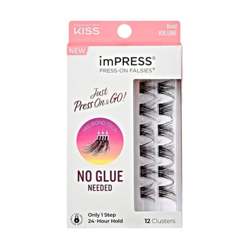KISS imPRESS False Eyelashes Lash Clusters Falsies Bold Natural 12mm-14mm Includes 12 pieces of pre-bonded lashes