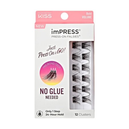 KISS imPRESS False Eyelashes Lash Clusters Falsies Bold Natural 12mm-14mm Includes 12 pieces of pre-bonded lashes