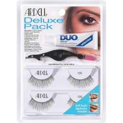 ARDELL Deluxe Pack Real Hair Eyelashes with Duo Eyelash Glue and Easy Applicator - Style 105 - 2.5g - Pack of 2