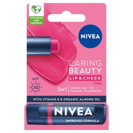 Nivea Caring Beauty 3 In 1 Caring Lip Balm Pink - 48g