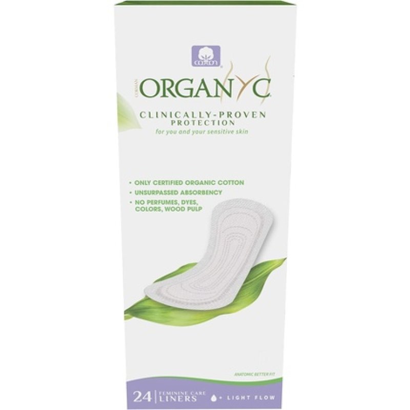 Organyc Hypoallergenic 100% Organic Cotton Panty Liners Flat 24 Count