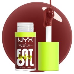 NYX PROFESSIONAL MAKEUP Fat Oil Lip Drip Moisturizing Shiny Vegan Tinted Lip Gloss Inside Scoop Plum Brown 0.16 Fl Oz