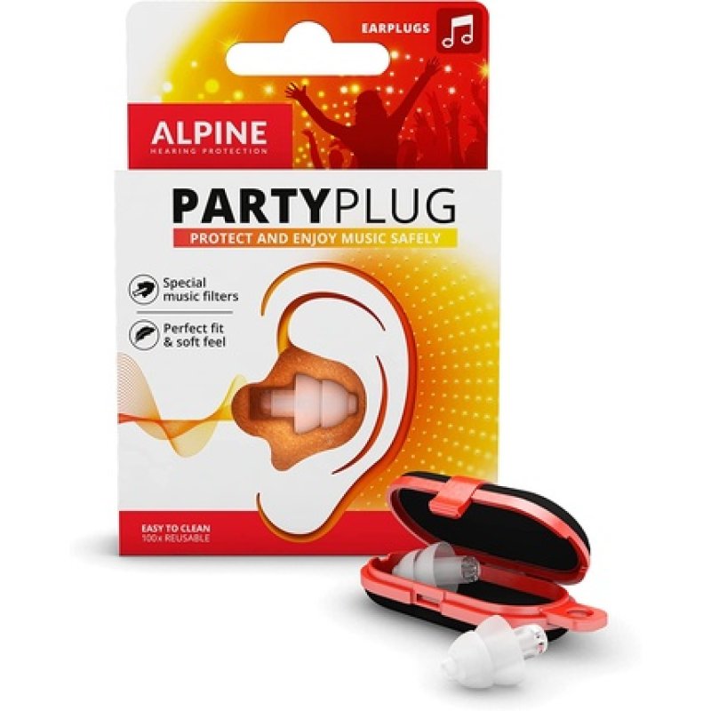Alpine PartyPlug - Gehörschutz für Musik, Konzerte & Festival, Gratis Miniboxx, transparent