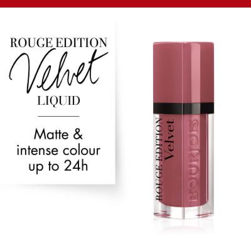 Bourjois Rouge Edition Velvet, 07 Nude-ist - un rose discret pour une bouche tout en subtilité, 6.7 ml
