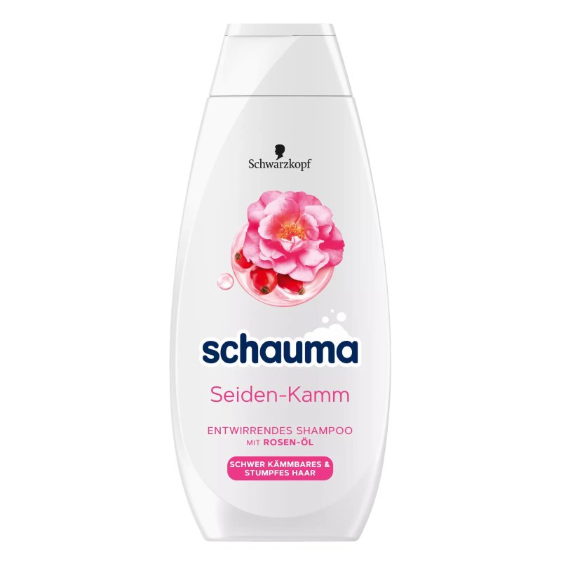 Schauma Detangling Shampoo Silk Comb 400ml - Shampoo for Untangle and Shine with Rose Oil