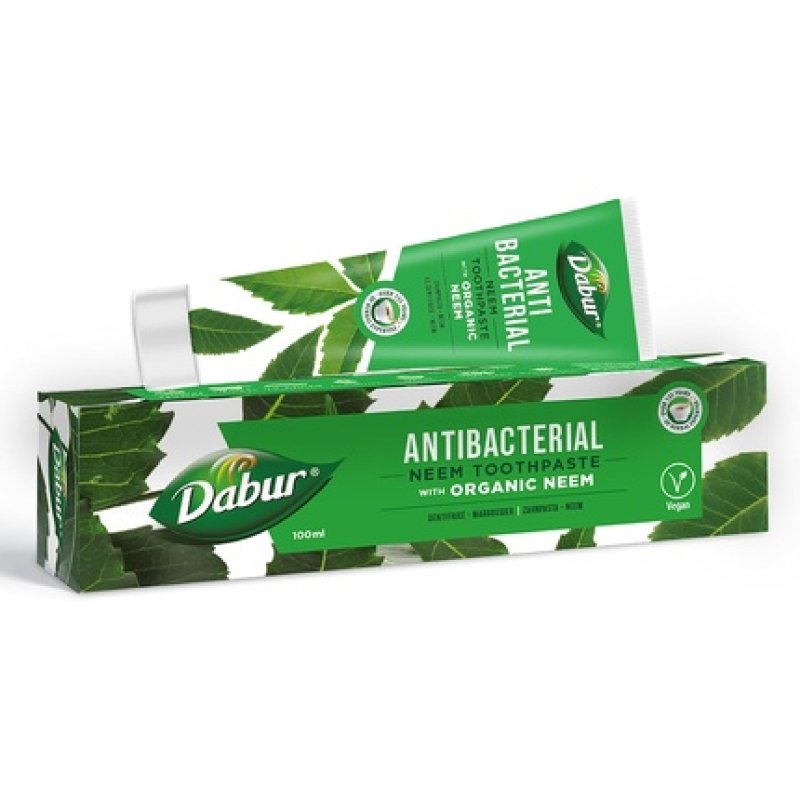 Dabur Antibacterial Neem Toothpaste 100ml Natural Oral Care with Neem Extracts for Fresh Breath and Healthy Teeth