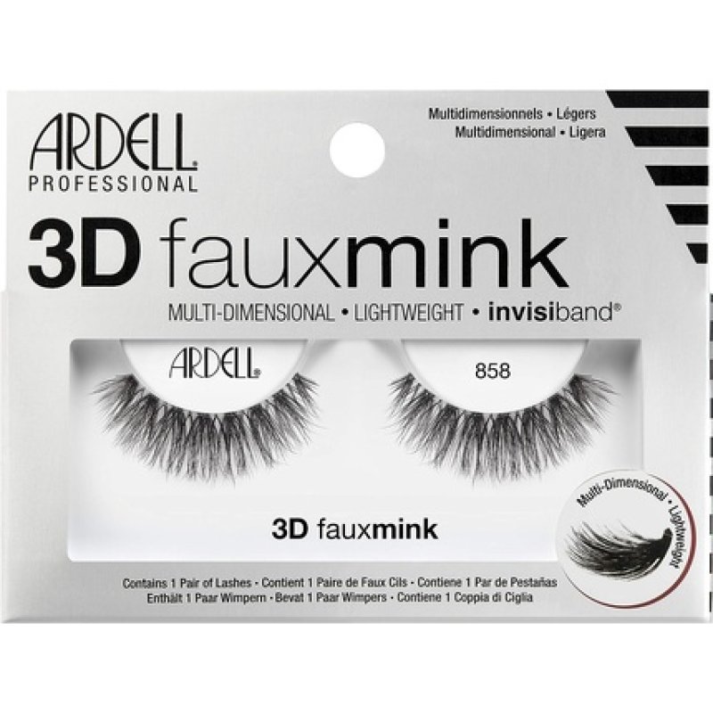 ARDELL Professional 3D Faux Mink 858 Synthetic Vegan Black Eyelashes - Style 858