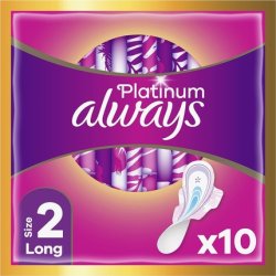 Always Platinum Long Sanitary Towels with Wings Size 2