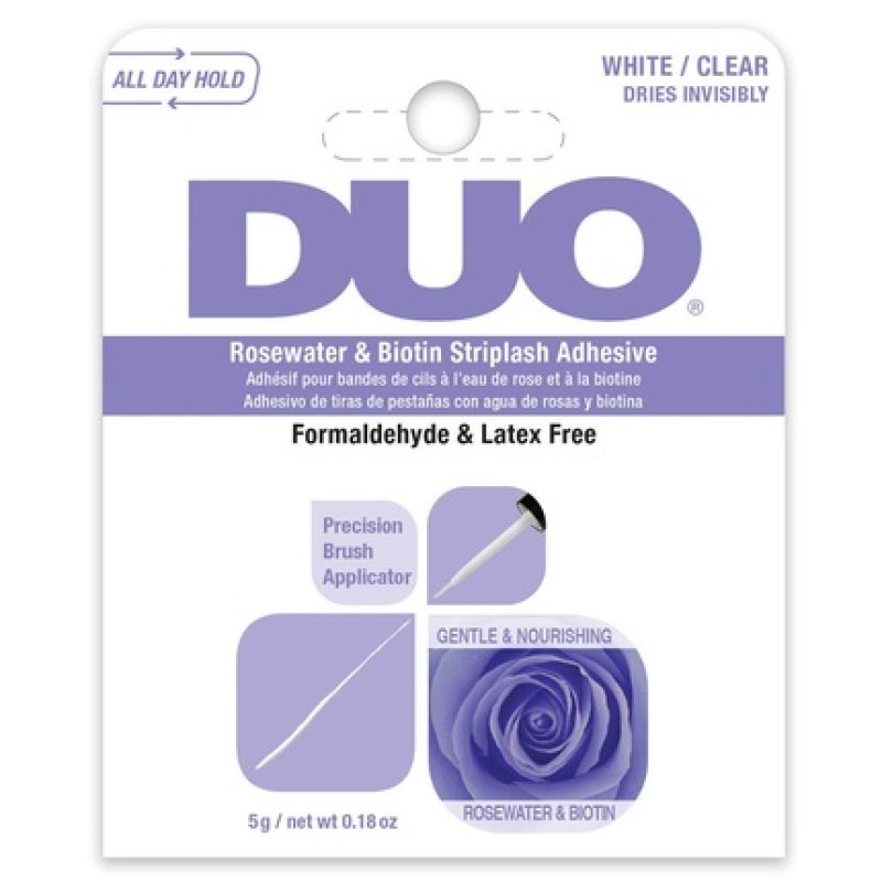 Ardell DUO QUICK-SET Striplash Adhesive in White/Clear Biotin & Rosewater-Infused False Eyelashes Glue Precision Fake