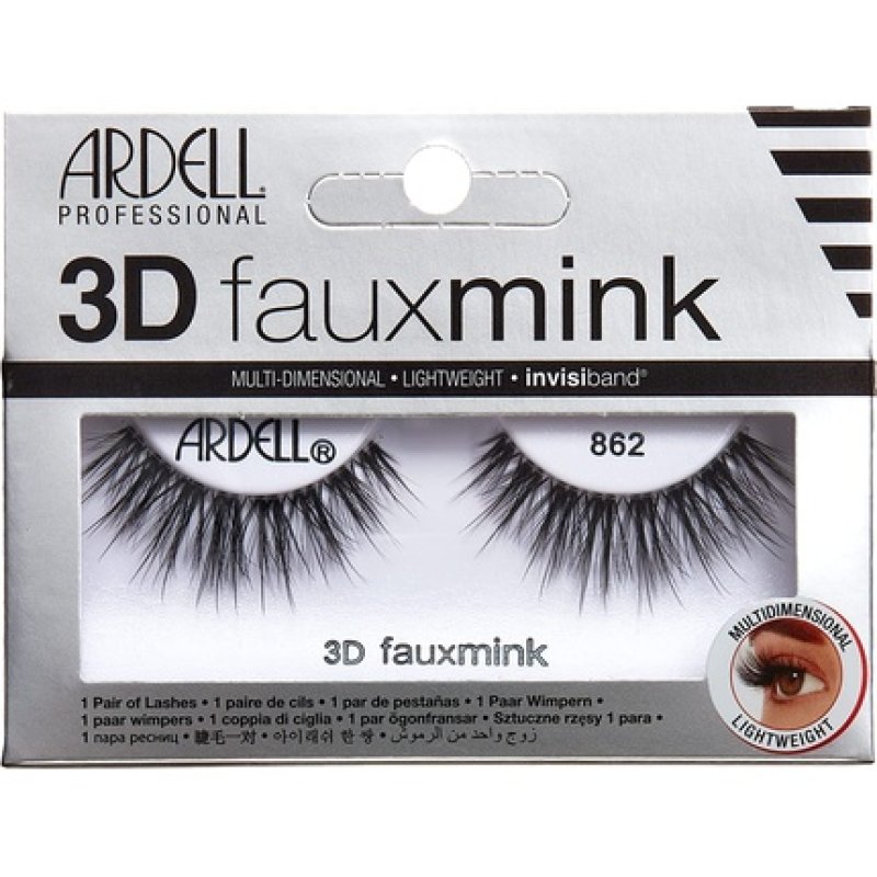 Ardell 3D Faux Mink False Eyelashes 862 Black Multi-Layered Extreme Curl Soft Ultra-Luxurious Full Volume Long Length