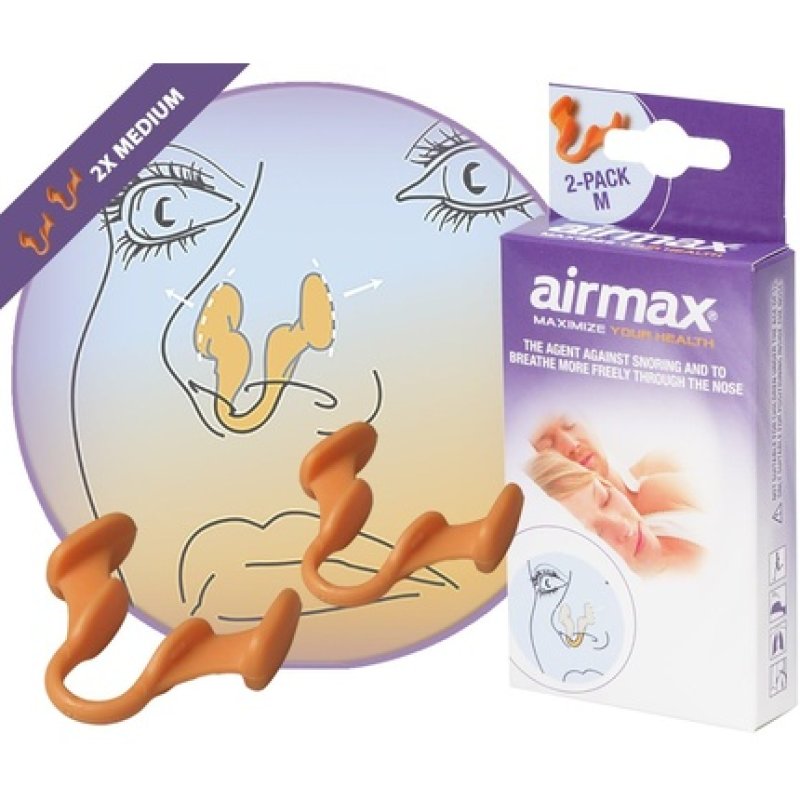 Airmax Nasal Dilators Breathing Aid Through the Nose 2 Pack Medium Orange - Snoring Aids for Men and Women