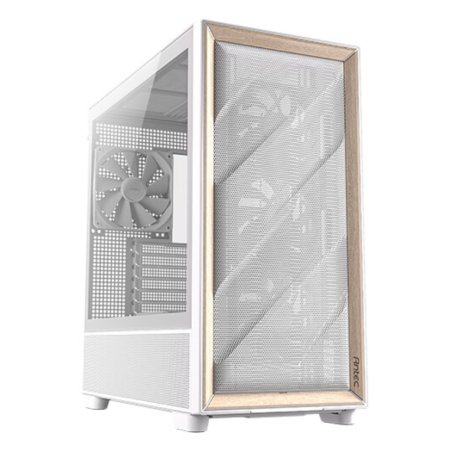 Antec FLUX Gaming Case w/ Glass Side, E-ATX, Multi Vent Design, Mesh/Wood Front, 5 PWM Fans, ARGB PWM Fan Hub, USB-C,