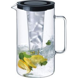 Simax Carafe en Verre avec Compartiment à Glacons - Pichet à Eau Transparent - Contenance 2,5L - Dim Ø17,6 x 25,2 cm