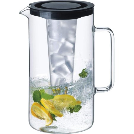 Simax Carafe en Verre avec Compartiment à Glacons - Pichet à Eau Transparent - Contenance 2,5L - Dim Ø17,6 x 25,2 cm