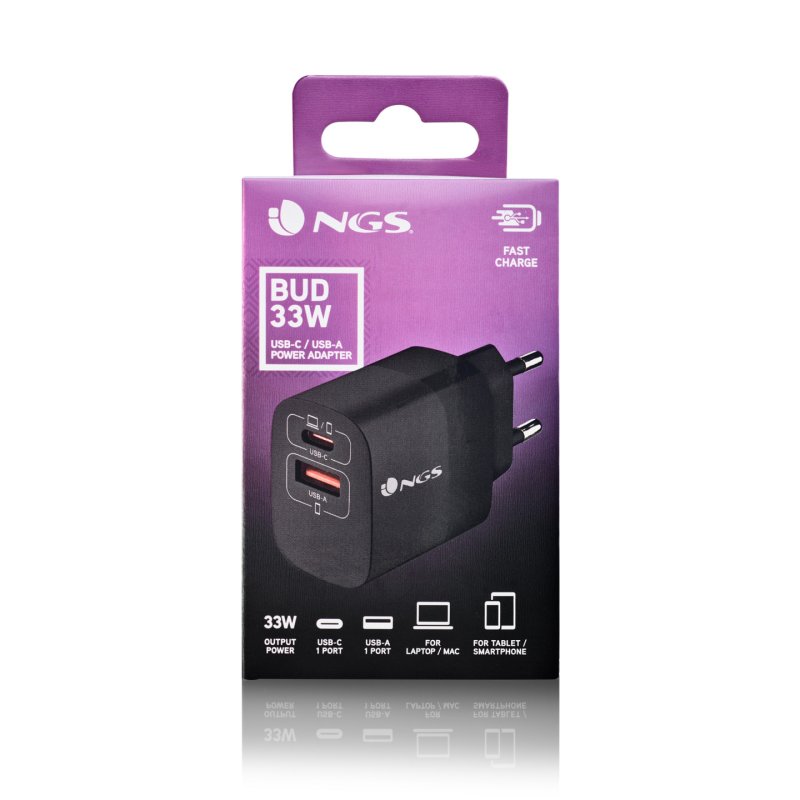 NGS BUD 33W Universal Black AC Fast charging Indoor
