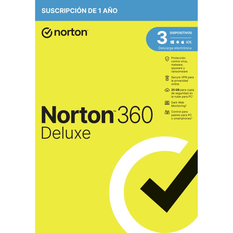 NORTON 360 DELUXE 25GB ES 1 USER 3 DEVICE 12MO GENERIC1 RSP MM GUM