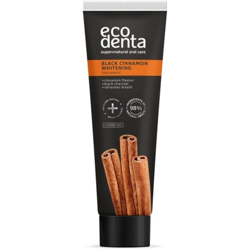 Ecodenta Black Cinnamon Teeth Whitening Toothpaste Cinnamon Flavour Natural Fluoride Free 100ml