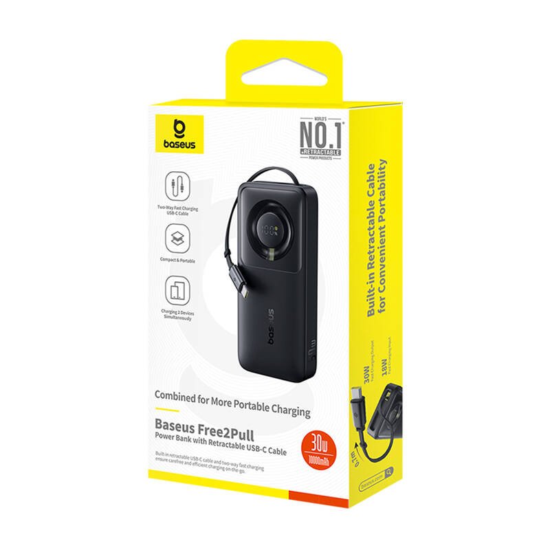Powerbank Baseus OS Free2Pull 10000mAh 30W cable (black)