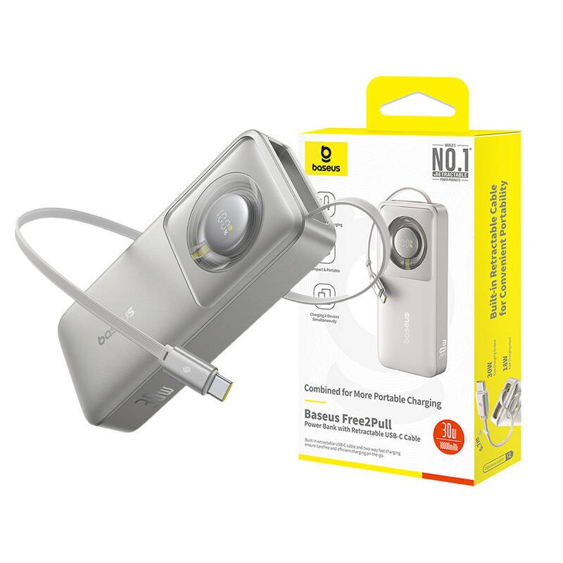 Powerbank Baseus OS Free2Pull 10000mAh 30W cable (grey)