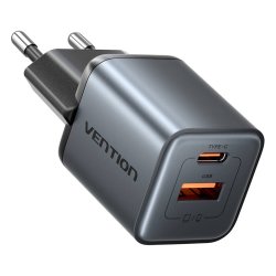 GaN Vention USB-C USB-A 30W Charger (Gray)