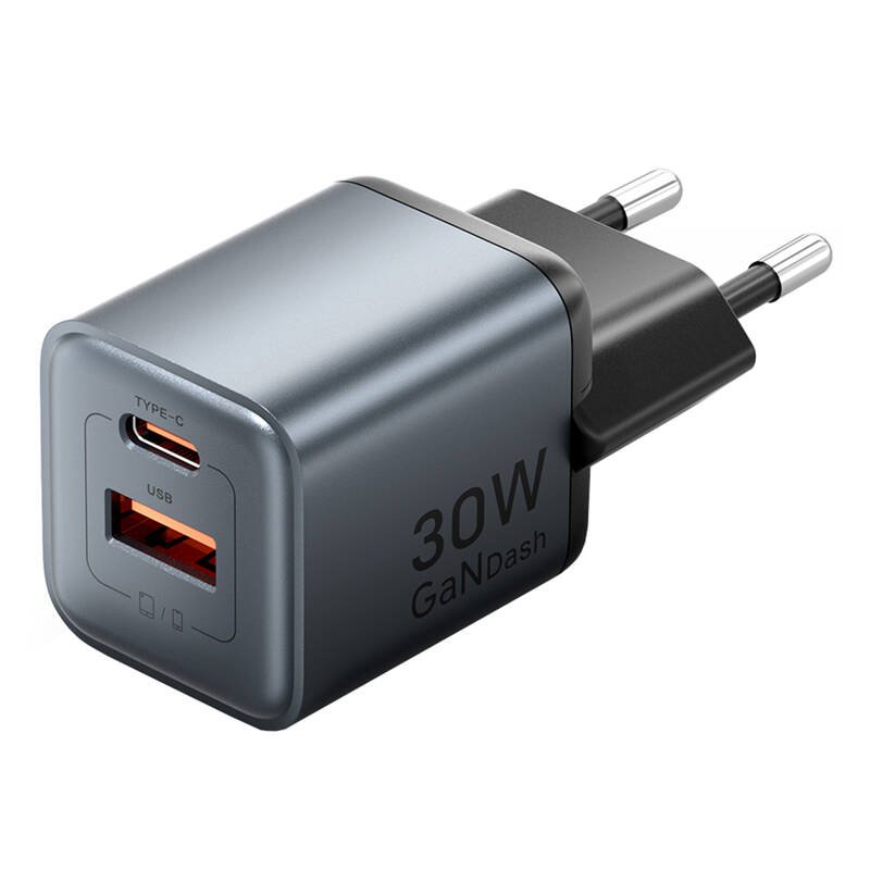 GaN Vention USB-C USB-A 30W Charger (Gray)