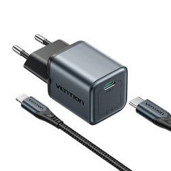 GaN Vention USB-C 20W Charger USB-C-L 1m Cable (Gray)