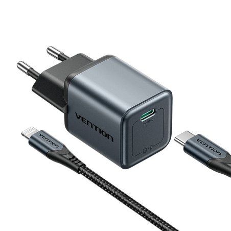 GaN Vention USB-C 20W Charger USB-C-L 1m Cable (Gray)