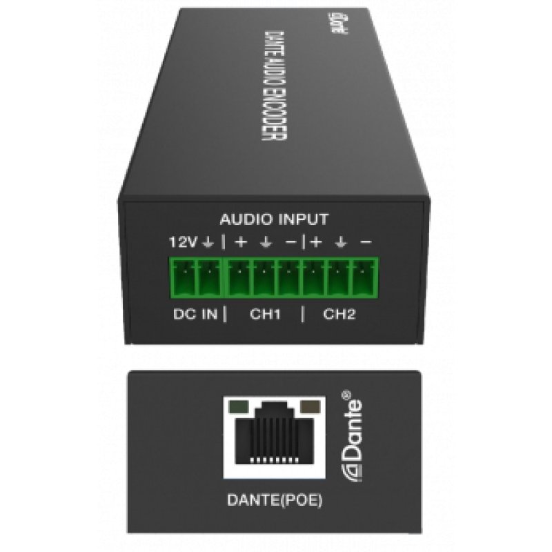 DANTE Analog Audio 2-Channel Encoder with PoE