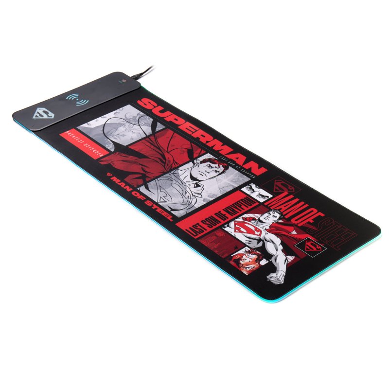 Numskull - DC Comics - Tapis de souris de jeu XXL et chargeur sans fil Superman