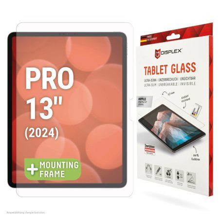 Displex Tablet Glass (9H) for Apple iPad Pro 13'' (2024), Eco Mounting Frame, unbreakable, ultra-slim, invisible