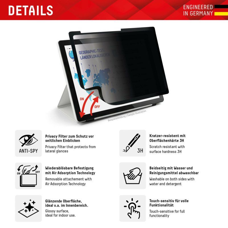 DISPLEX Privacy Safe für iPad 10,9"(10.Gen)/Air 11"(2024) Schutzfolie