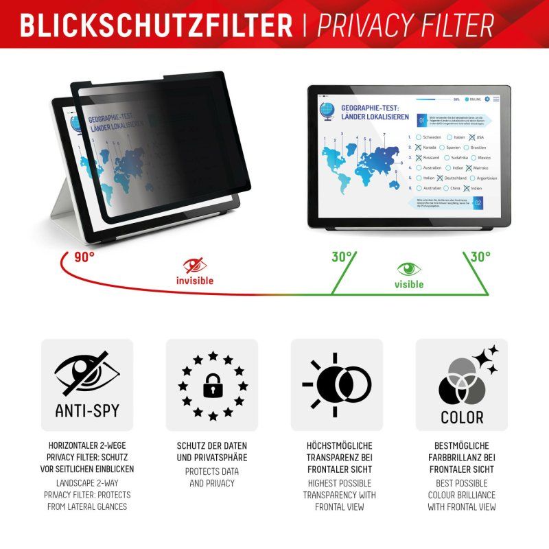 Displex TABLET PRIVACY SAFE removable 2-way privacy filter for iPad 10,9'' (10. Gen.)/Air 11'' (2024)