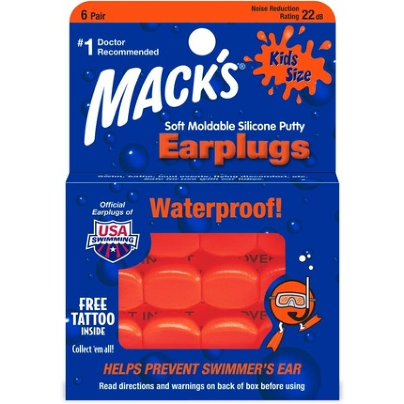 Mack's Kids PillowSoft Earplugs 6 Pair Pack Orange 6 pairs