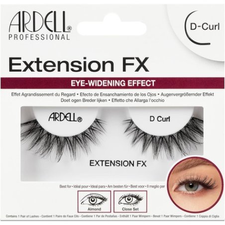 Ardell False Eyelashes Extension FX D Curl Black Long Flared Almond Deep-Set Eyes Silky-Soft Knot-Free Invisiband