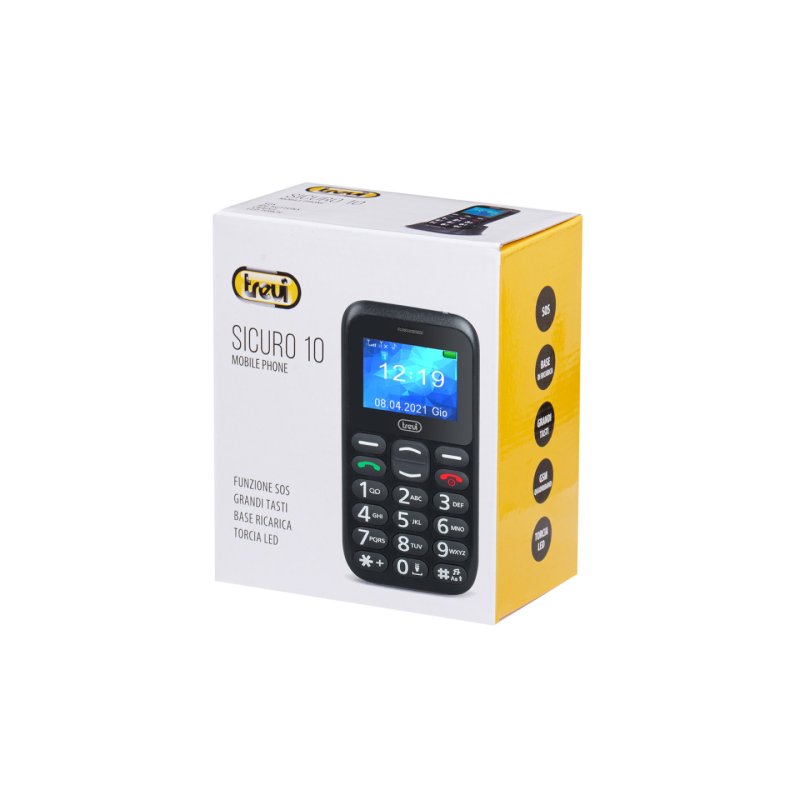 TELEFONO TREVI SICURO 10 SENIOR PHONE BIG BUTTONS FUNCION S.O.S. BLACK