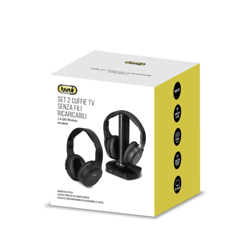 AURICULARES DIADEMA TREVI FRS 1580 TW SET 2 UD RECHARG. WLESS TV HEADPHONES BLK
