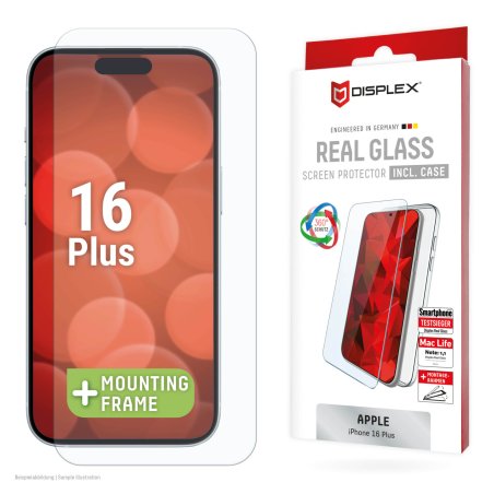 DISPLEX Real Glasschutzfolie Handyhülle für iPhone 16 Plus