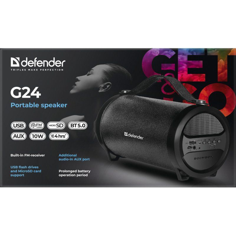 Defender G24 Enceinte portable mono Noir 10 W