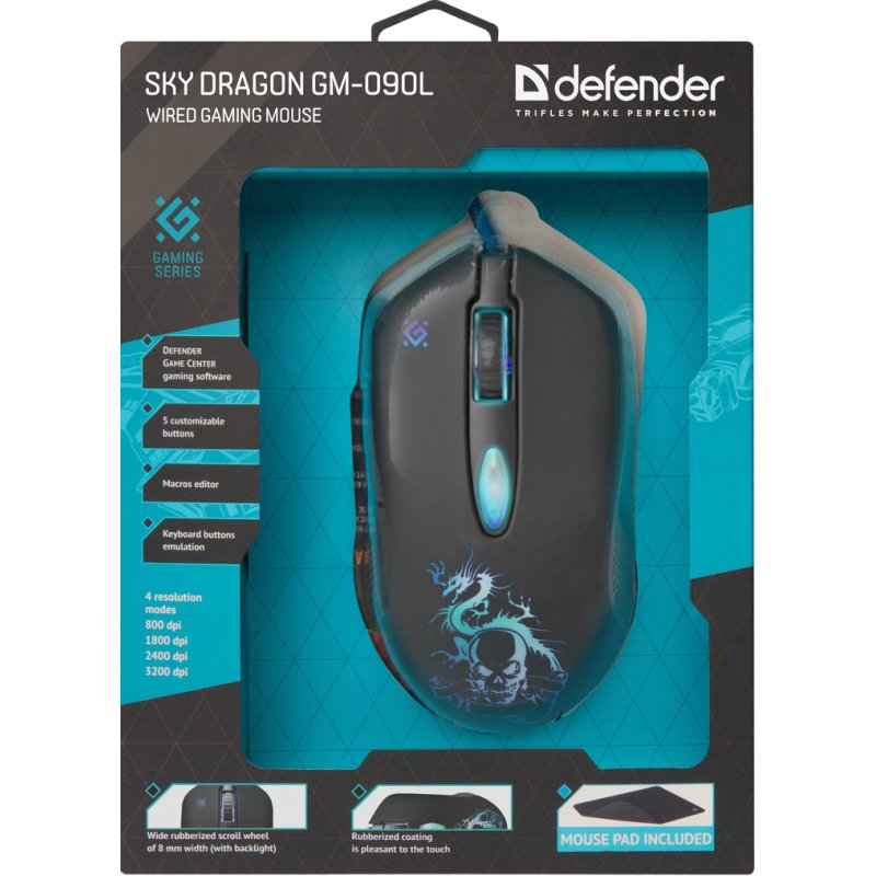 Defender GM-090L souris Jouer Droitier USB Type-A Optique 3200 DPI