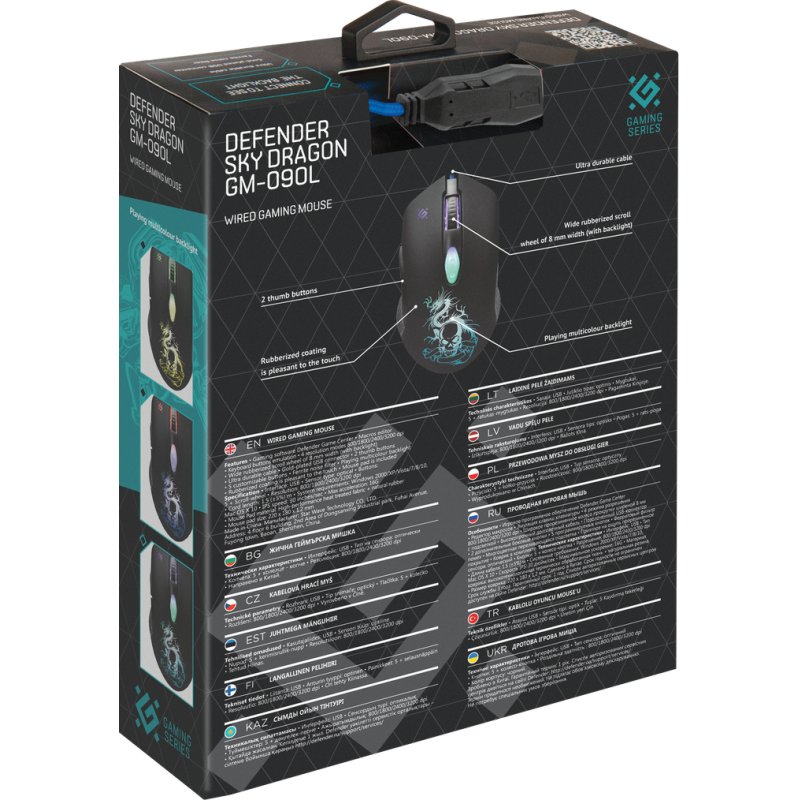 Defender GM-090L souris Jouer Droitier USB Type-A Optique 3200 DPI