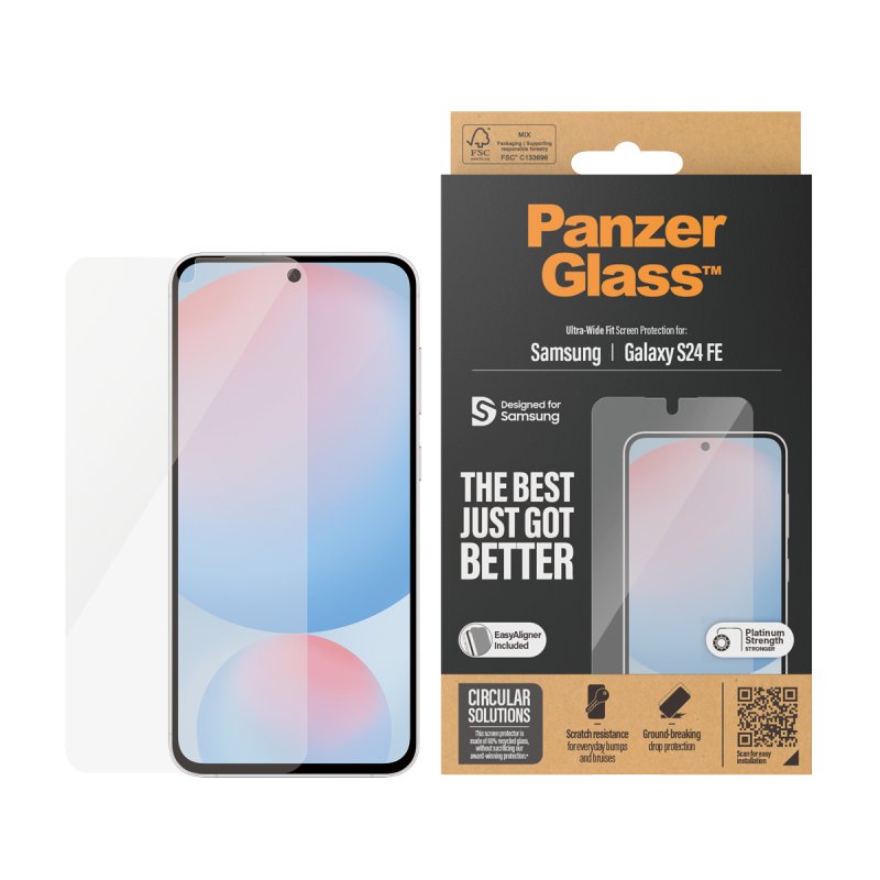 PanzerGlass Screen Protector Samsung Galaxy S24 FE | Ultra-Wide Fit w. Aligner
